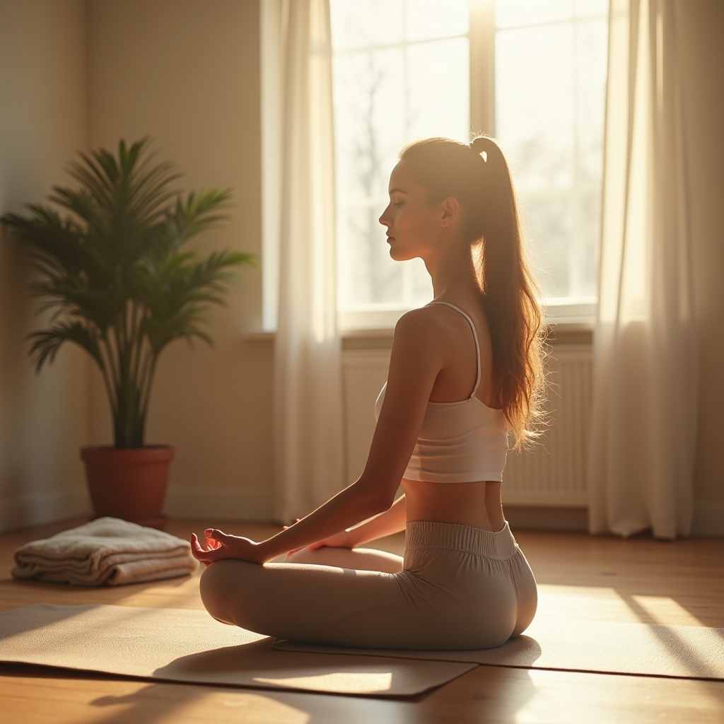 Tiha meditacija u mirnom unutrašnjem prostoru